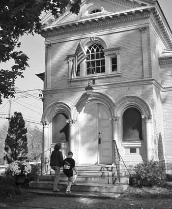 The library steps